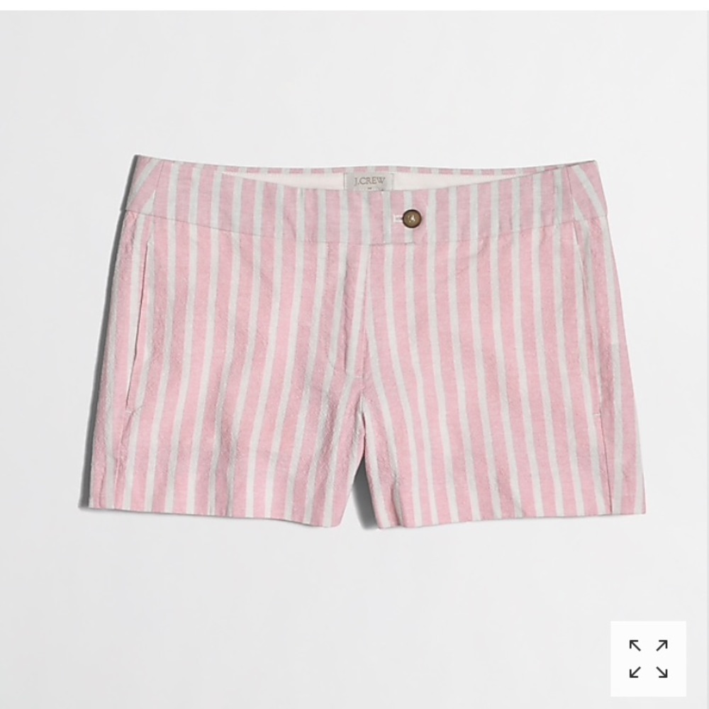 J Crew pink and white striped cotton shorts
